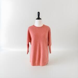 J. CREW Italian Cashmere Sweater Women’s Size XS Rose Pink 3/4 Sleeve Loose luxe